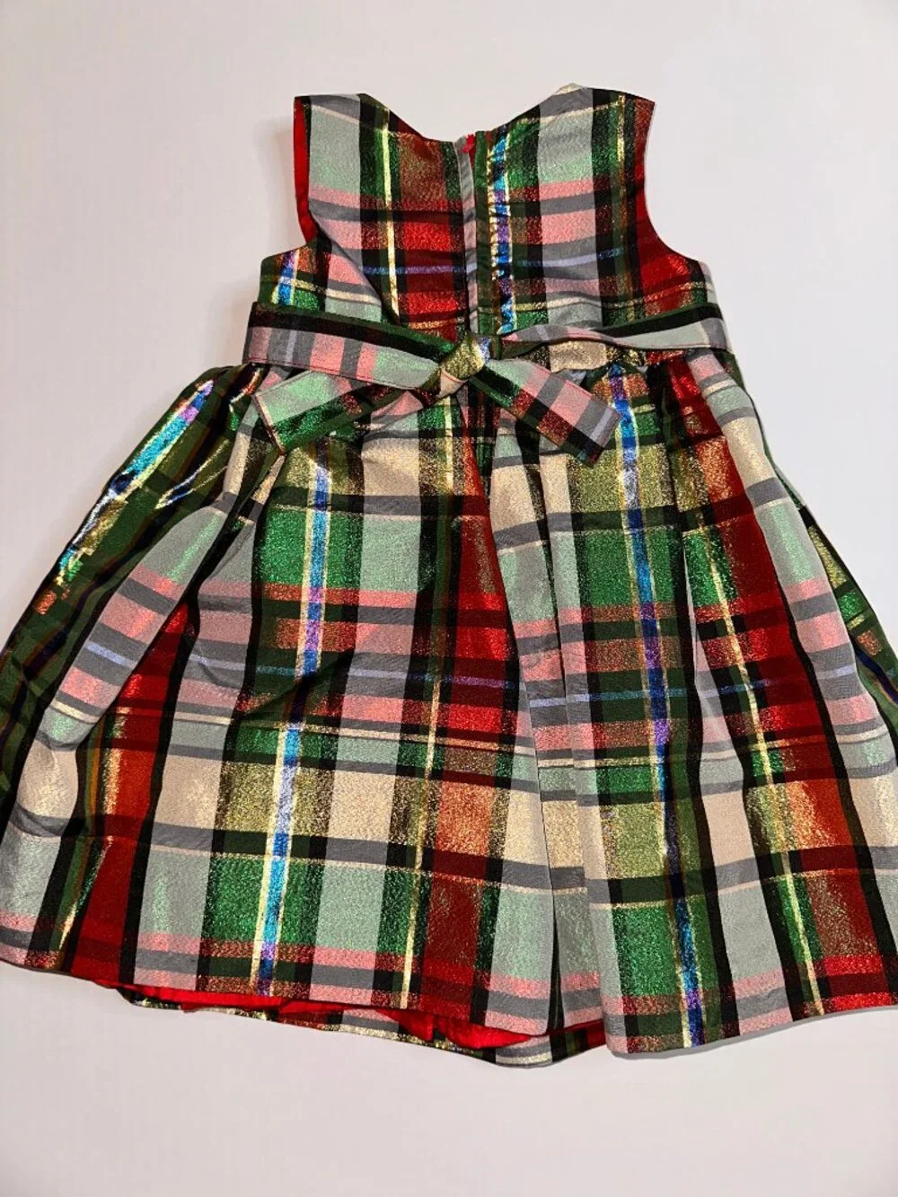 Bonnie Jean Girls 2T Christmas Holiday Plaid with Gold Red Dress Metallic #686